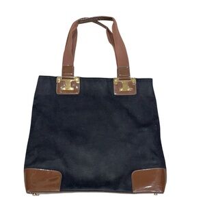 Tory Burch Black Canvas Tote Bag Shoulder Bag Purse